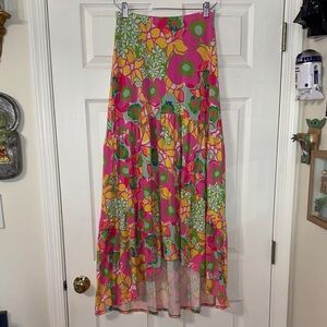 Lilly Pulitzer Tiered Maxi Skirt Hi Lo Canyon Ice cream social